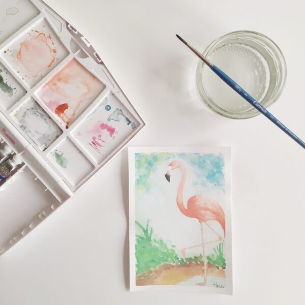 flamingo watercolor